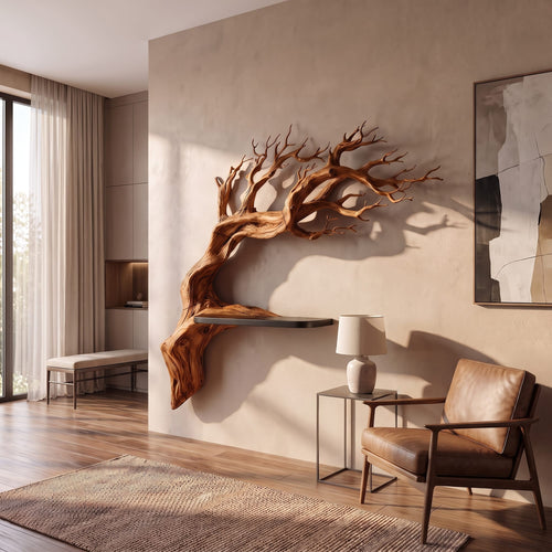 Rustic Branch Floating Shelf Bedroom Wall Decor, solid wood, built to order