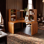 Contemporary Computer Desk with Corner Bookcase, solid wood, built to order