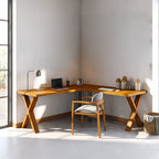 Midcentury Corner Desk Home Office, solid wood, built to order
