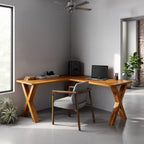 Midcentury Corner Table Home Office, solid wood, built to order