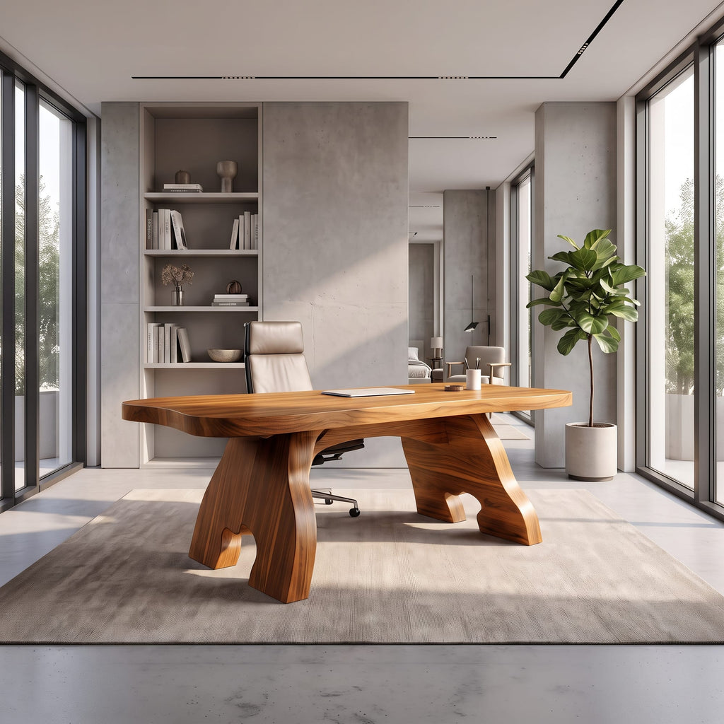 Contemporary Office Desk with Edge Top, solid wood, built to order