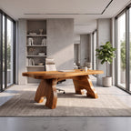 Contemporary Office Desk with Edge Top, solid wood, built to order