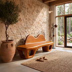 Accent Bench with Dramatic Rounded Silhouette, solid wood, built to order
