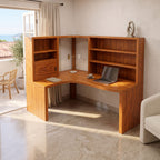 Contemporary Corner Desk with Built in Bookcase, solid wood, built to order