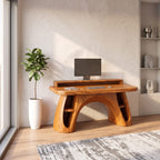 Contemporary Office Desk with Raised Monitor Platform, solid wood, built to order