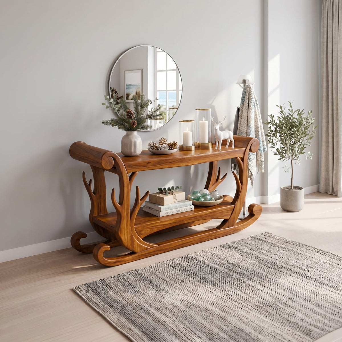 Sleigh Inspired Console Table