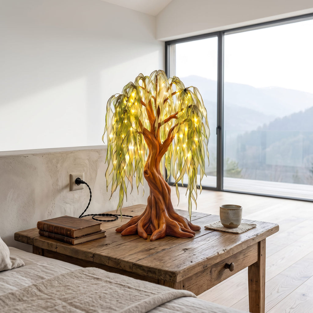 Farmhouse Tree Table Lamp, solid wood, built to order