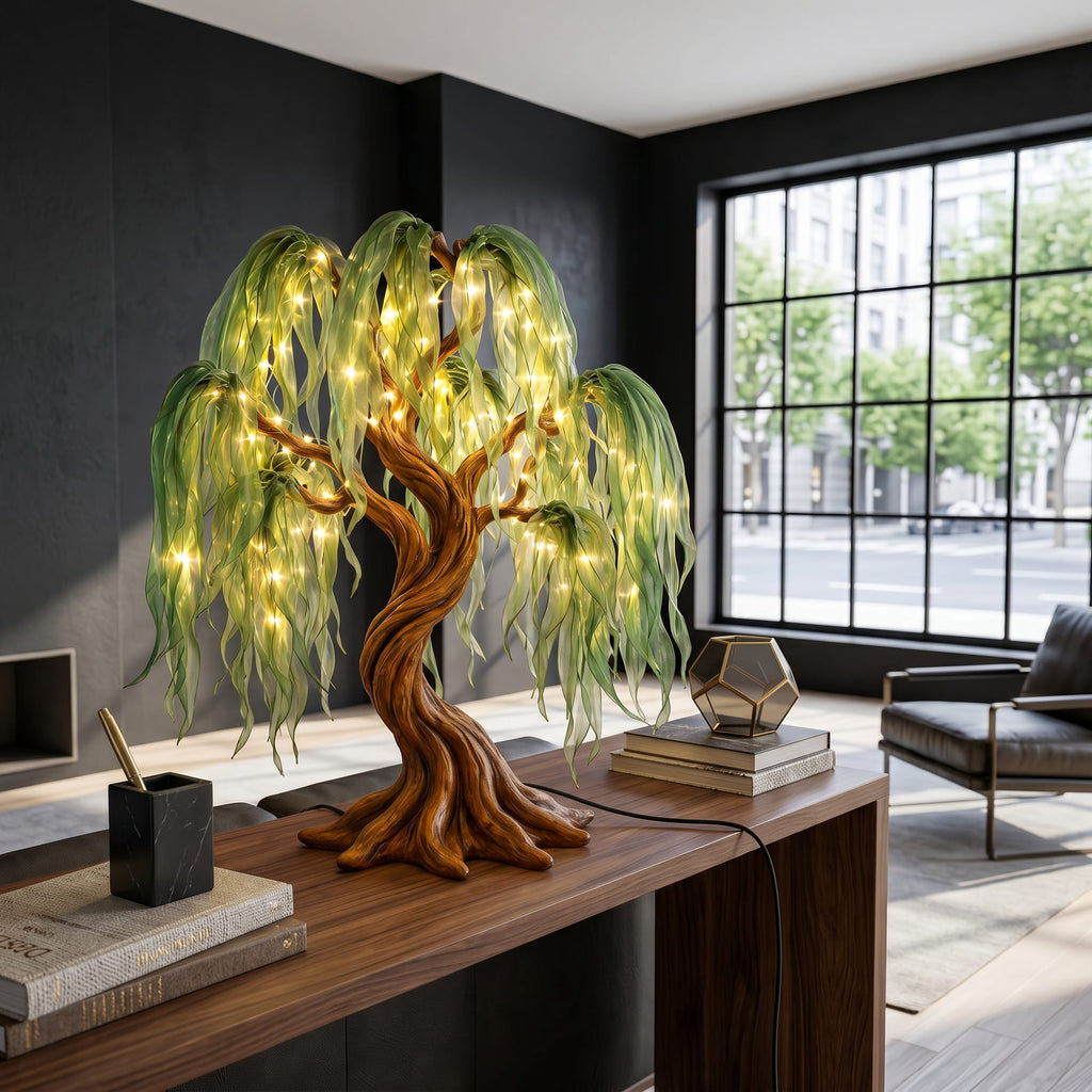 Contemporary Sculptural Tree Table Lamp, solid wood, built to order