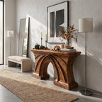Rustic Console Table Flowing Sculptural Design, solid wood, built to order