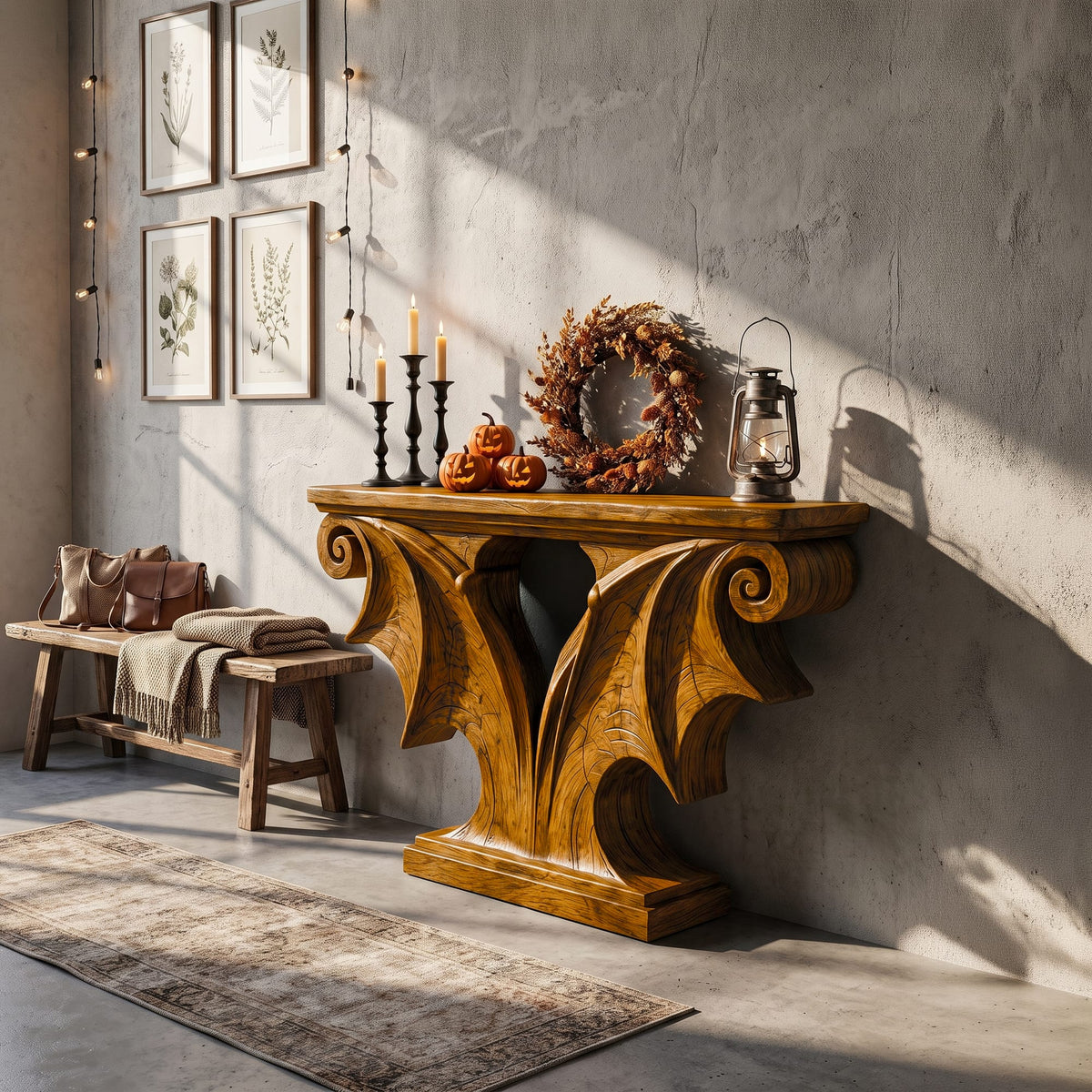 Sculptural Entryway Console Table