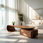 Modern Coffee Table with Sculptural Curved Design, solid wood, built to order