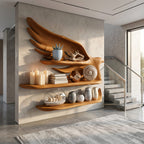 Handcrafted Wave Bookshelf with Curved Structure, solid wood, built to order