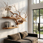 Handcrafted Tree Branch Floating Shelf, solid wood, built to order