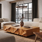 Contemporary Coffee Table with Sculptural Carved Drawer Front, solid wood, built to order