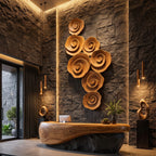Contemporary Flower Wall Art with Sculptural Spiral Form, solid wood, built to order