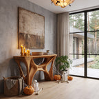 Console Table with Spider Web Inspired Base, solid wood, built to order