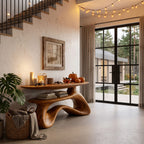 Modern Entryway Table with Open Storage Shelf and Hollow Frame, solid wood, built to order