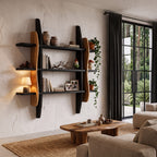Contemporary Display Shelf with Sculptural Frame Design, solid wood, built to order