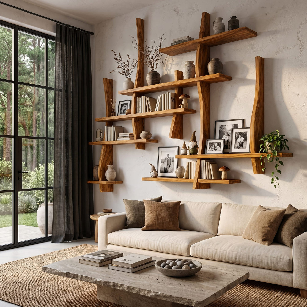 Floating Layered Bookshelf