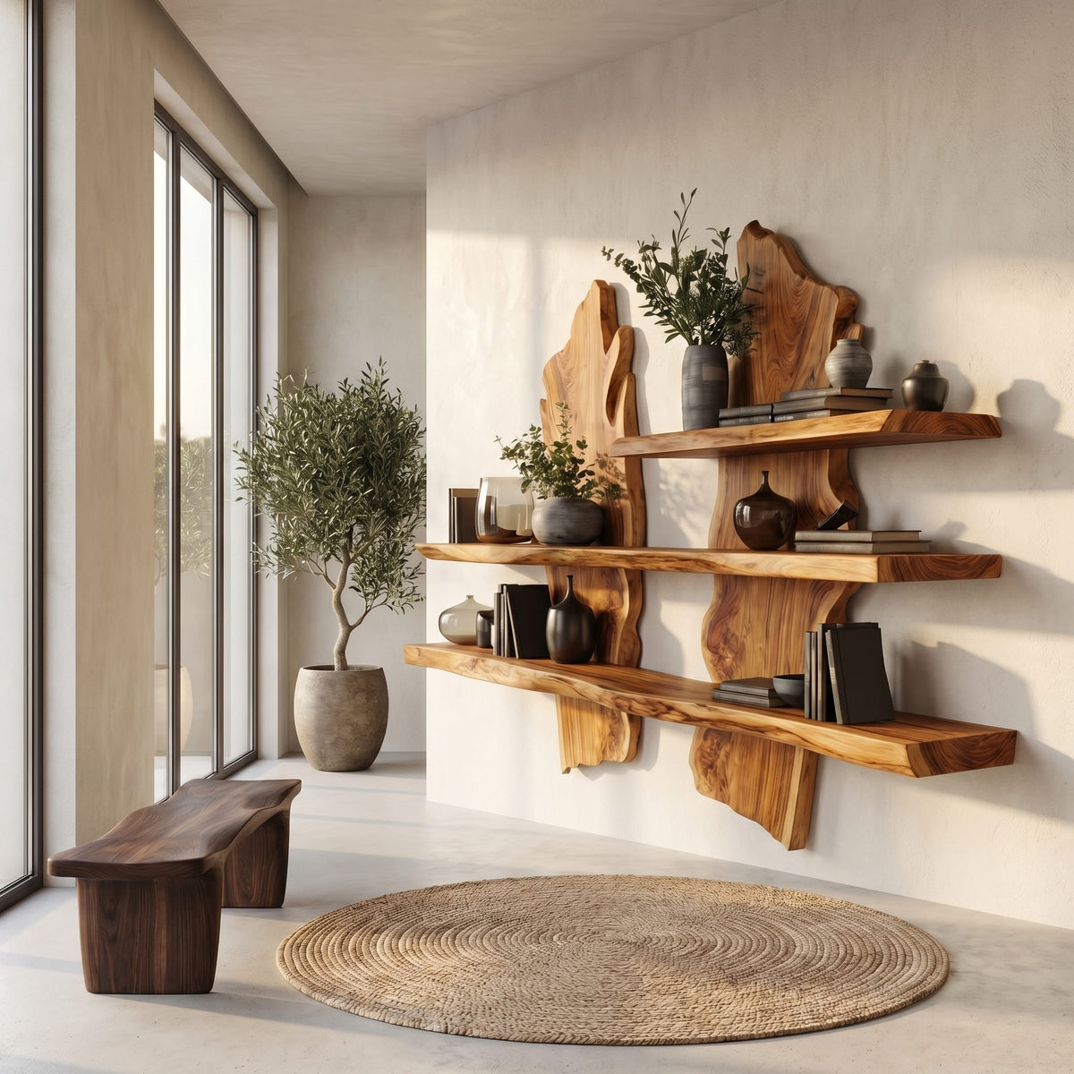 Organic Solid Floating Shelf