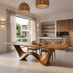 Contemporary Dining Table with Architectural Wave Design, solid wood, built to order