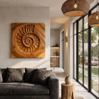 Rustic Ammonite Fossil Wall Decor, solid wood, built to order