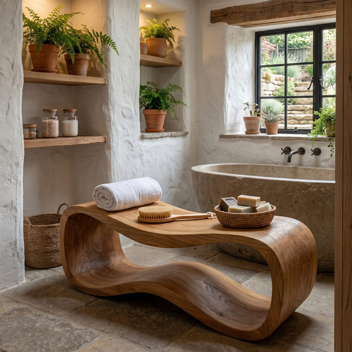 Curved Sculptural Shower Bench
