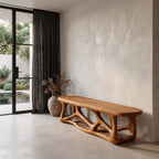 Contemporary Bench with Flowing Organic Design, solid wood, built to order