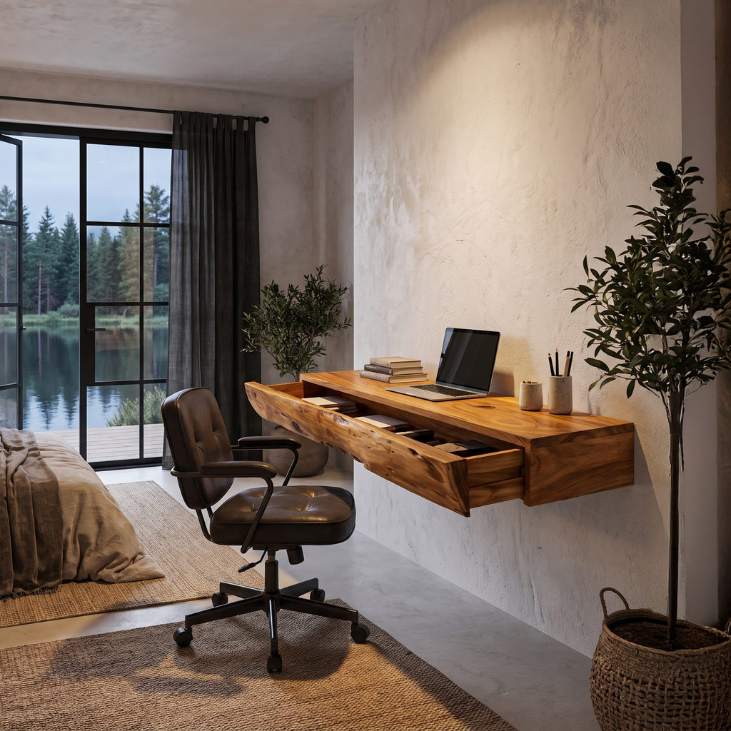 Floating Live Edge Workspace Desk