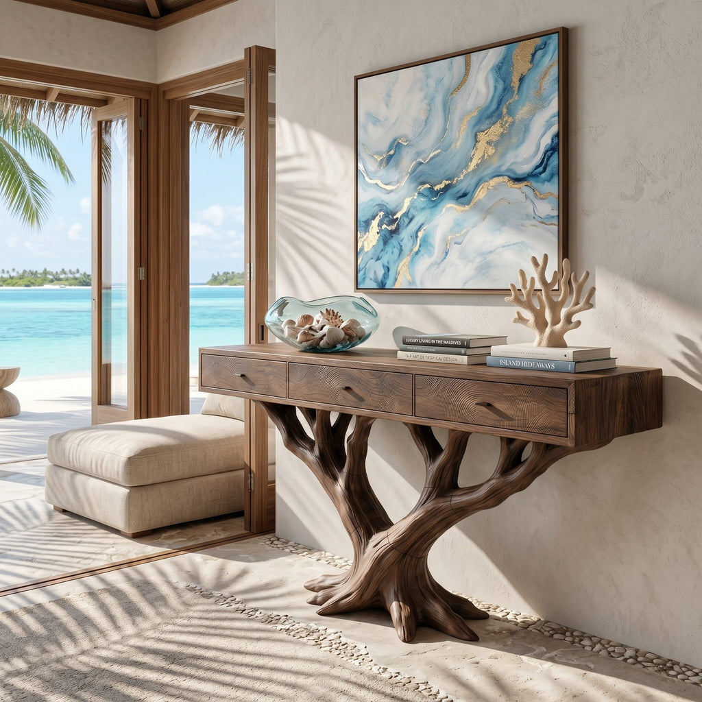 Branch Base Console Table Designer Residence, solid wood, built to order