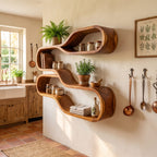 Japandi Wooden Wall Mounted Shelves, solid wood, built to order