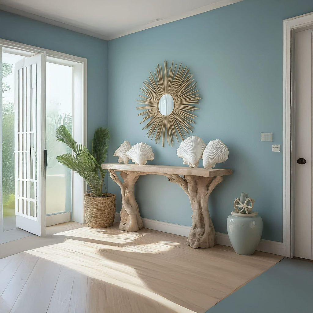 Beach Inspired Wooden Console Table Tree Form Design, solid wood, built to order