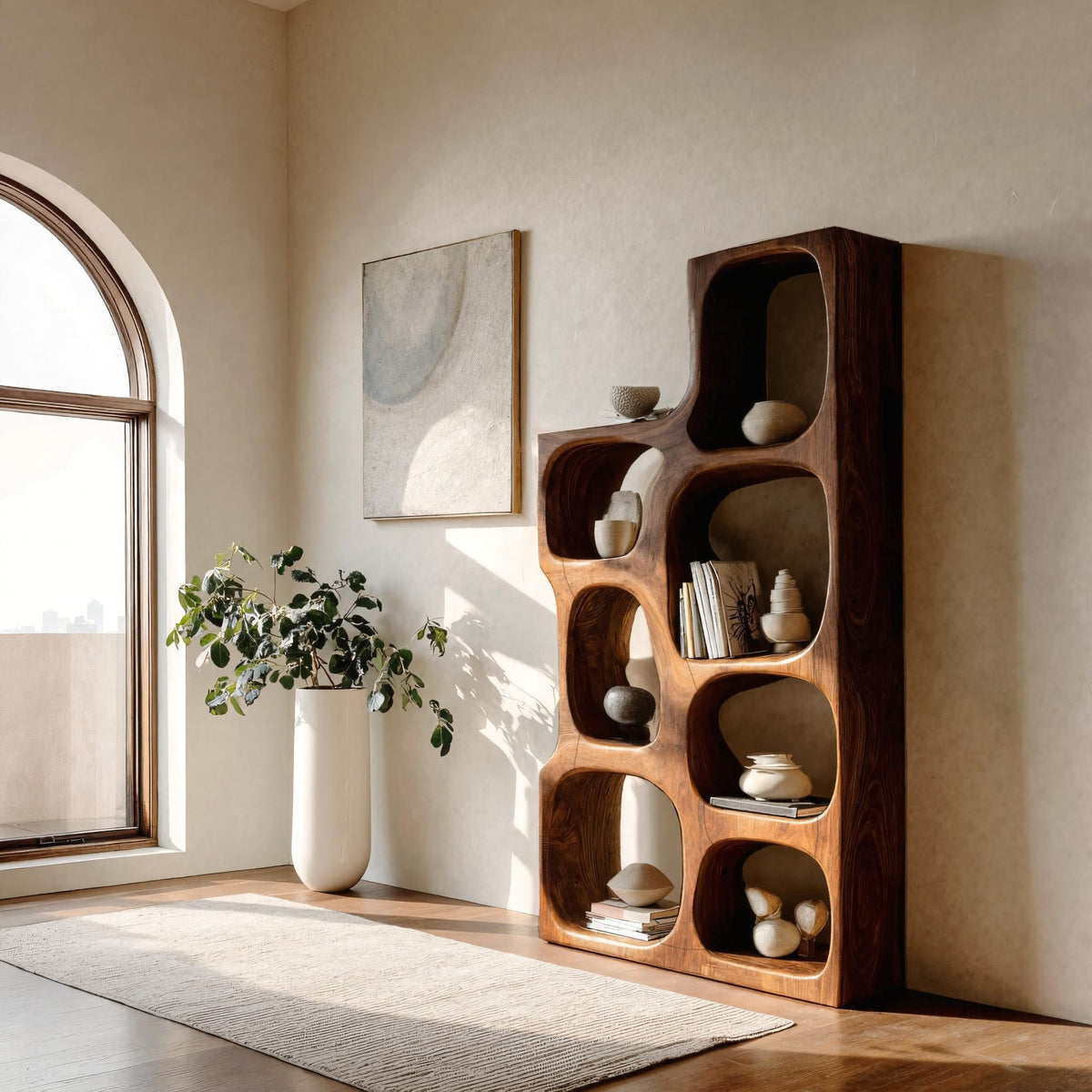 Organic Sculptural Wooden Bookshelf, solid wood, built to order, view 3