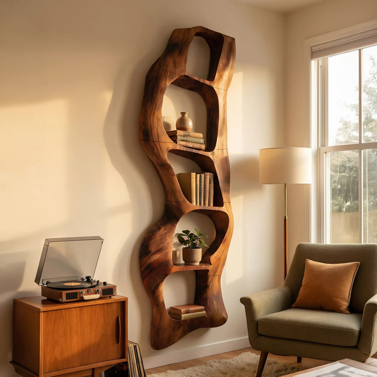Contemporary Wall Shelf, solid wood, built to order
