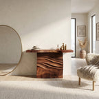 Contemporary Carved Entry Table, solid wood, built to order