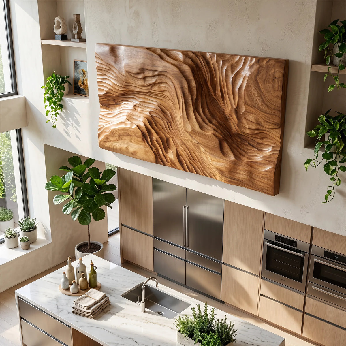 Organic Large Wood Wall Art, solid wood, built to order