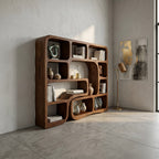 Wooden Bookcase with Organic Wave Design, solid wood, built to order