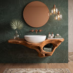Mid Century Live Edge Vanity Bathroom Decor Accents, solid wood, built to order