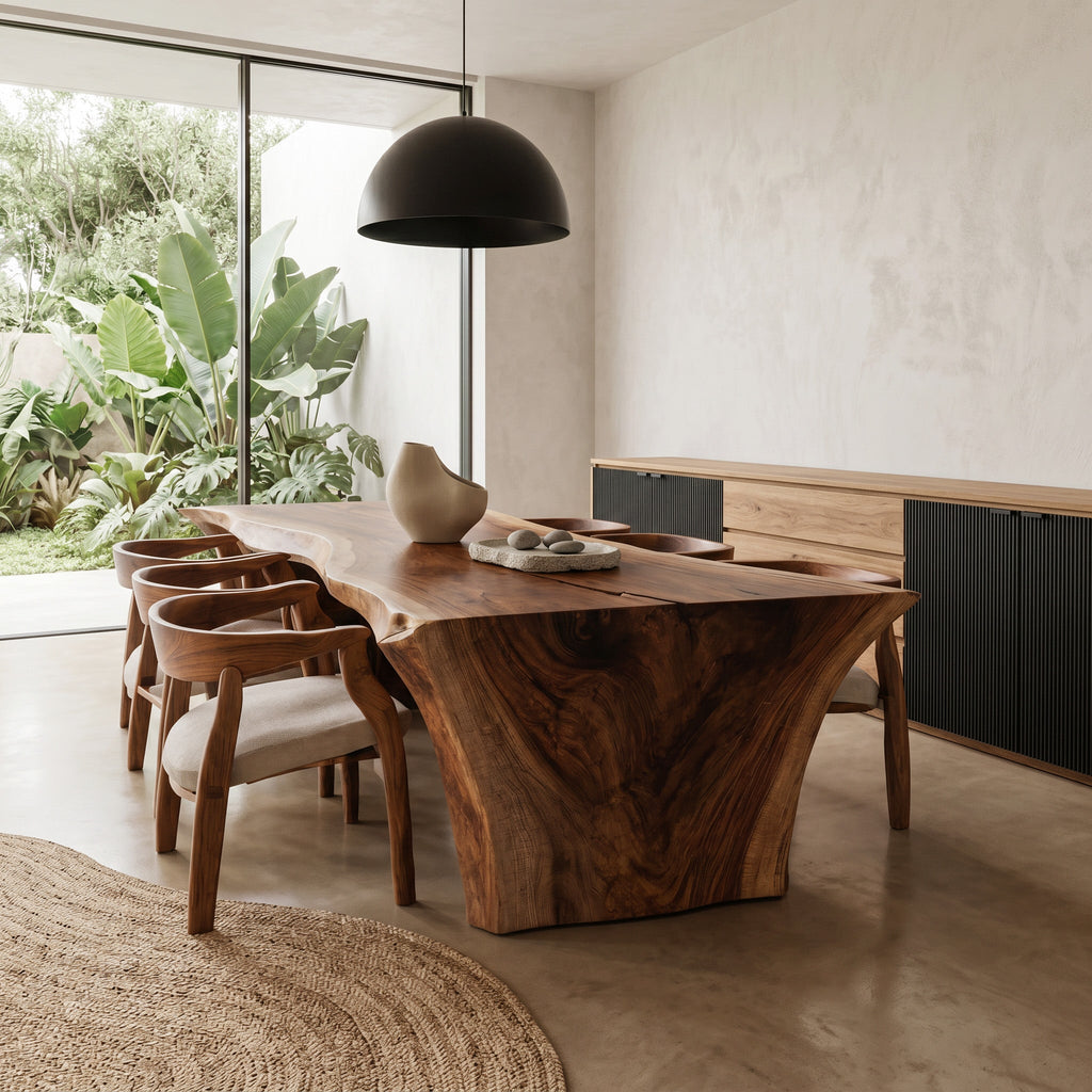 Organic Wooden Dining Table with Live Edge, solid wood, built to order