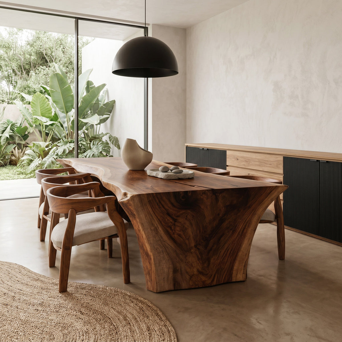 Organic Wooden Dining Table with Live Edge, solid wood, built to order