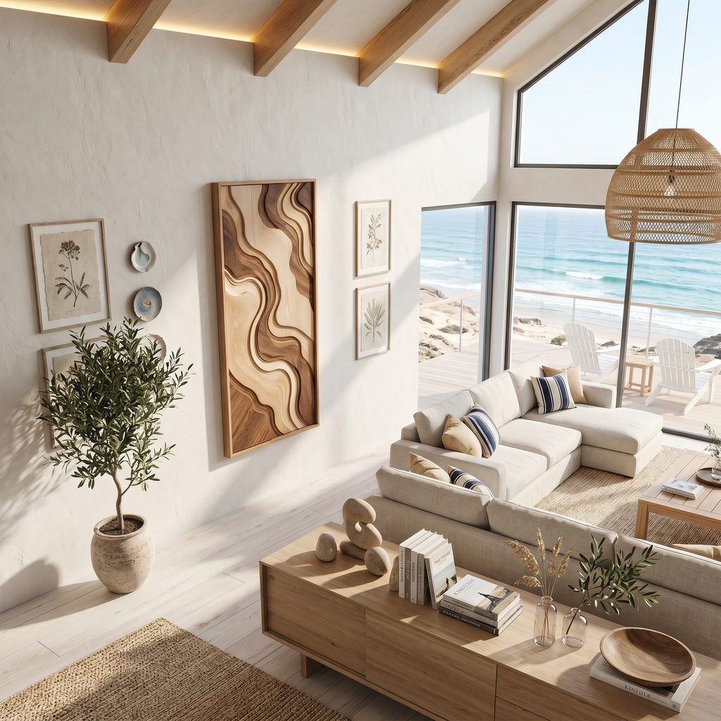 Contemporary Curved Line Wall Art, solid wood, built to order
