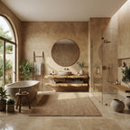 Mediterranean Floating Bathroom Vanity, solid wood, built to order