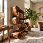 Artistic Display Shelf in Organic Form, solid wood, built to order