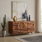 Contemporary Carved Modern Sideboard