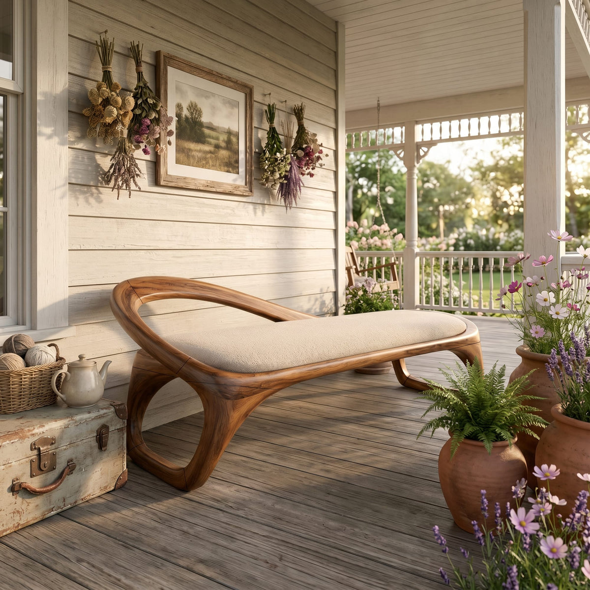 Sculptural Bench Penthouse Interior, solid wood, built to order