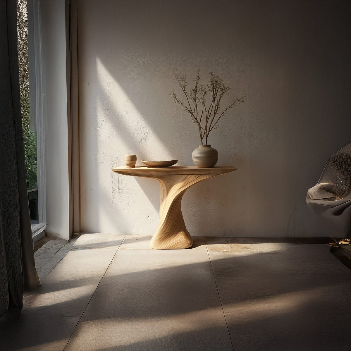 Mid Century Solid Hallway Console Table
