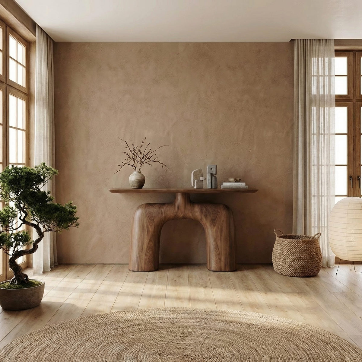 Organic Solid Sofa Console Table