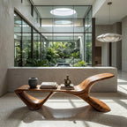 Organic Modern Curved Bench, solid wood, built to order