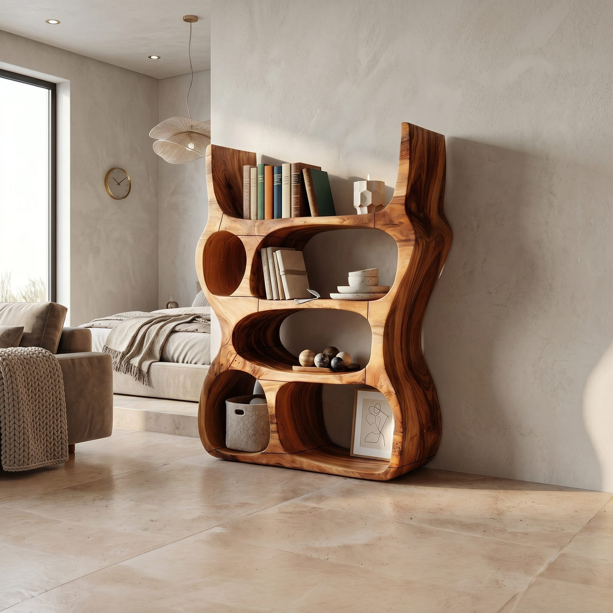 Artisan Organic Wooden Display Shelf, solid wood, built to order