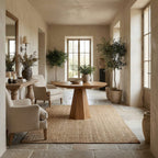 Contemporary Organic Round Entryway Foyer Table, solid wood, built to order